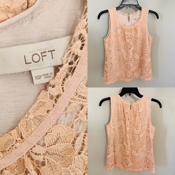 LOFT Tops - Loft Peach Lace Blouse
